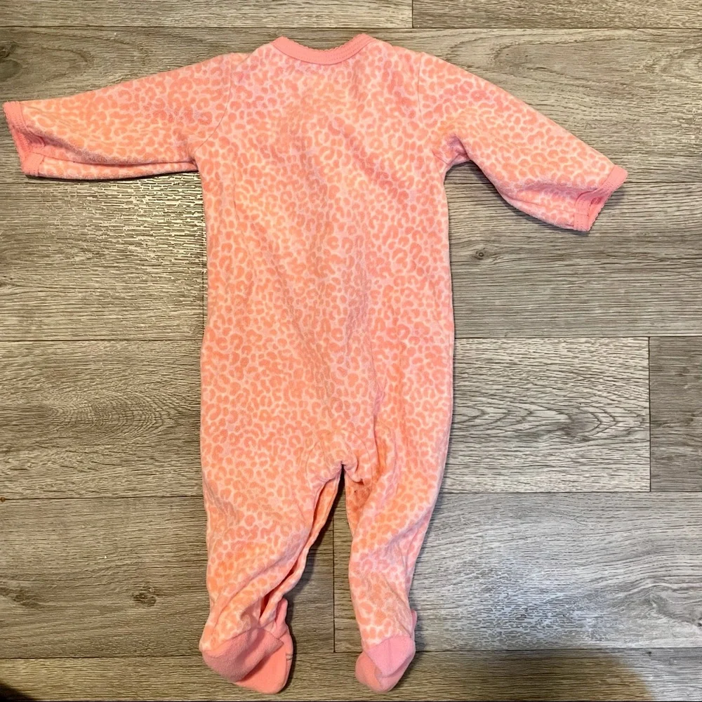 Carter’s Animal Print Fleece Footie Onesie Girls 3mo